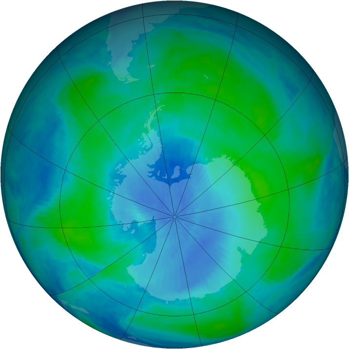 Antarctic ozone map for 19 February 2001